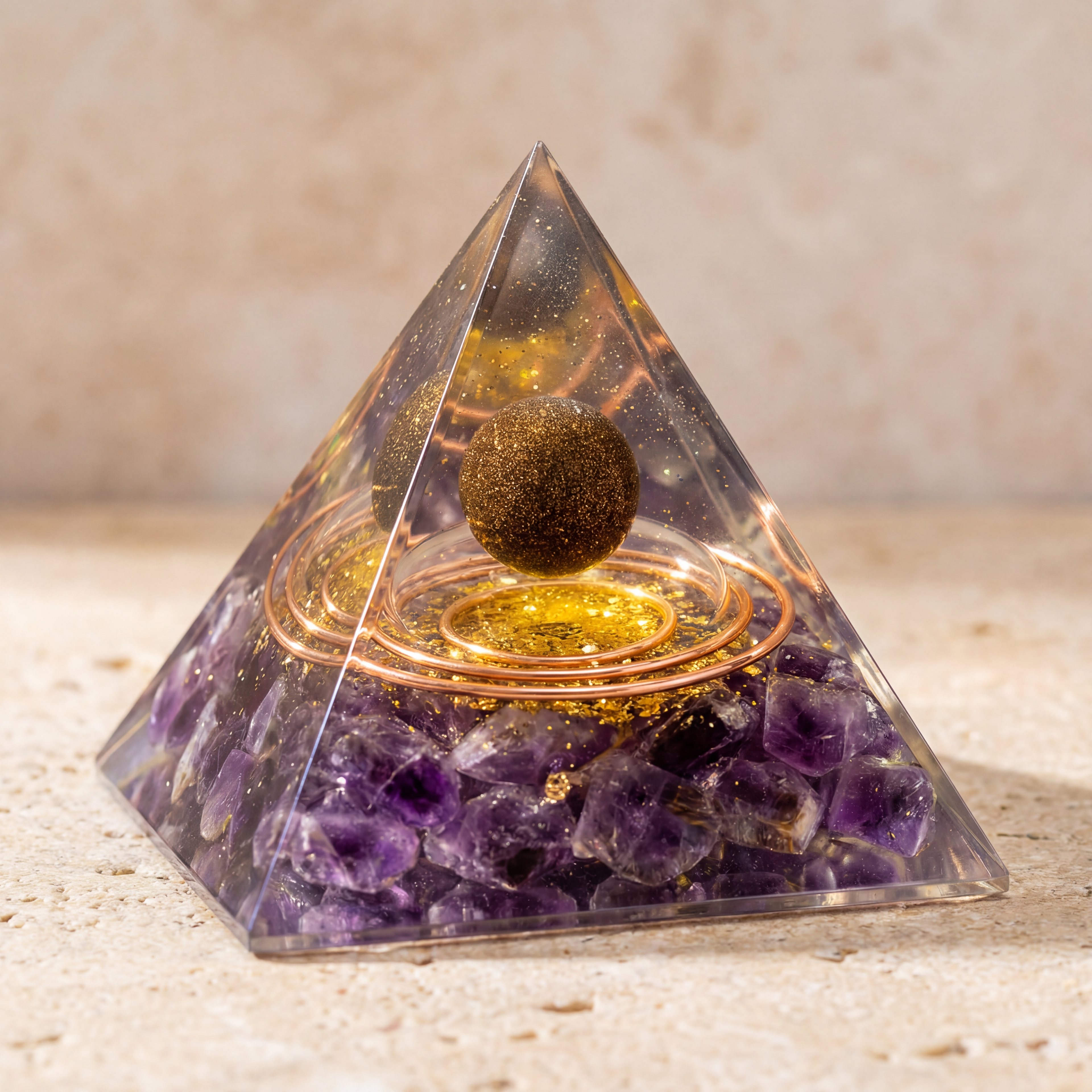 Orgonite Pyramid in Amethyst – Empath Protection & Mental Peace