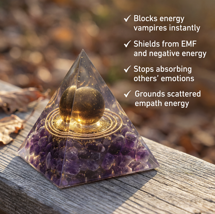Orgonite Pyramid in Amethyst – Empath Protection & Mental Peace