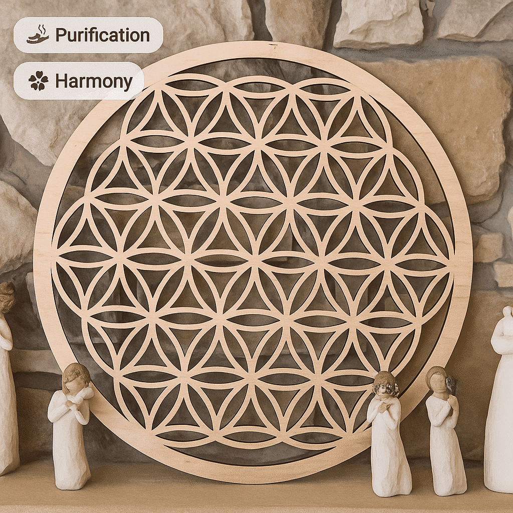 Harmonizing Flower of Life in Natural Wood