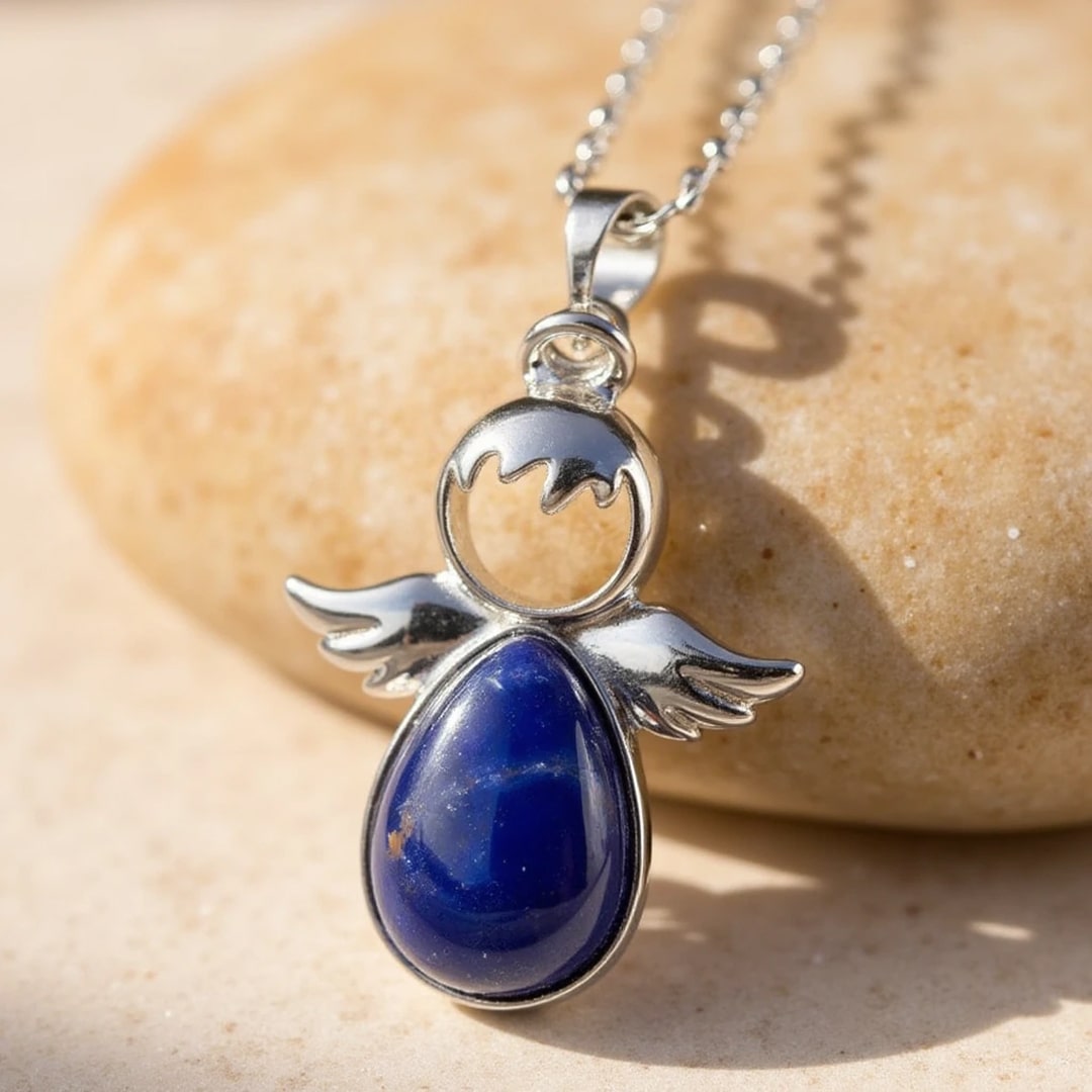 Pendentif Petit Ange et sa Pierre Naturelle - lapis lazuli - L'Arbre des Chakras
