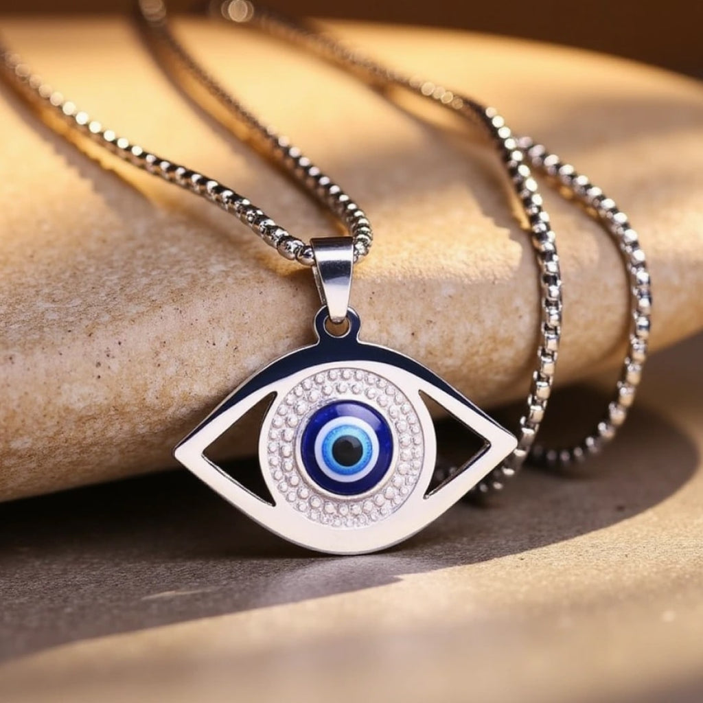Pendentif Oeil Bleu - Protection du Mauvais Oeil - Argent - L'Arbre des Chakras
