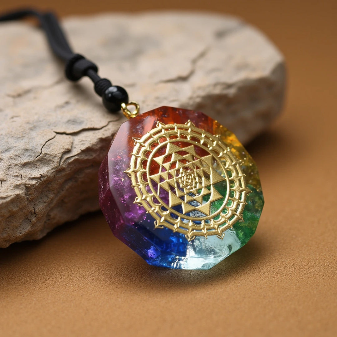 Orgonite Pendant “Sri Yantra – 7 Chakras”