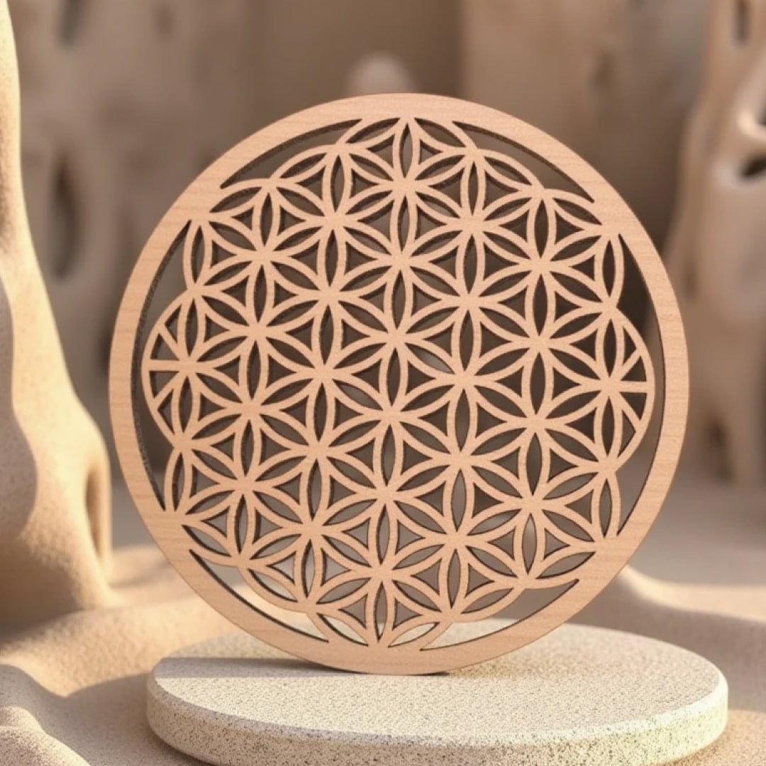 Harmonizing Flower of Life in Natural Wood