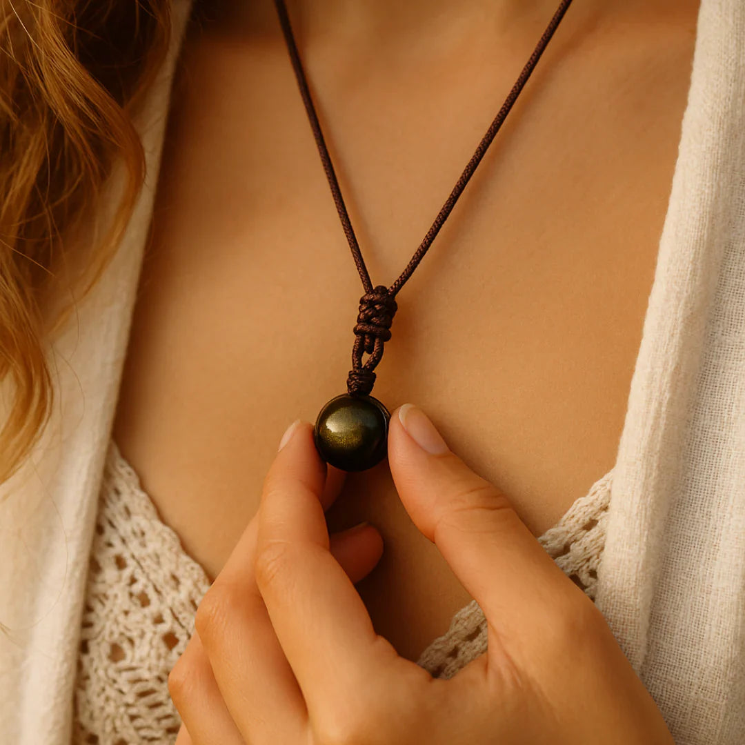 'Keiko' Golden Obsidian Pendant