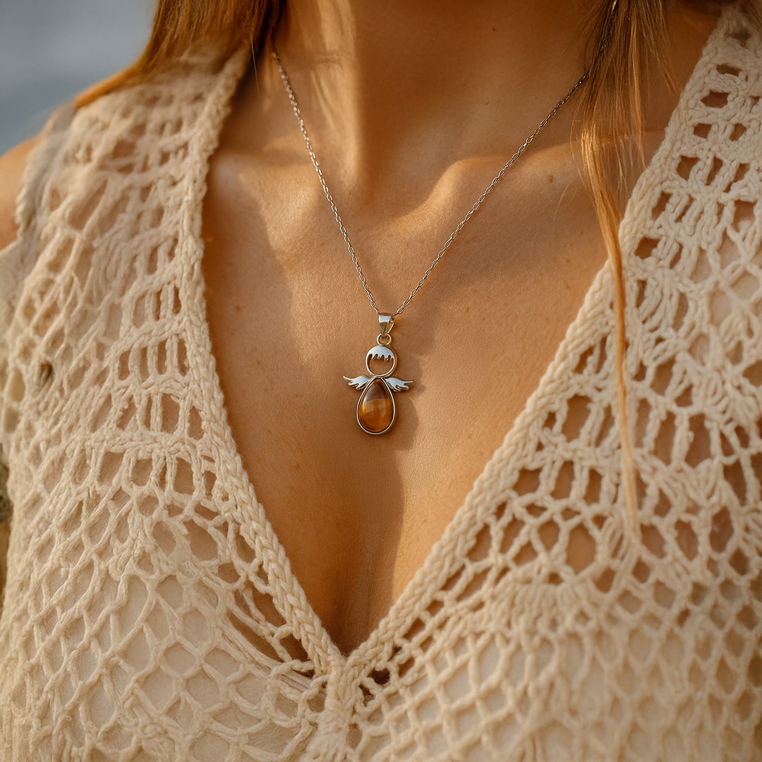 Little Angel Pendant with Natural Stone