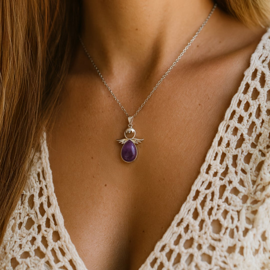 Little Angel Pendant with Natural Stone