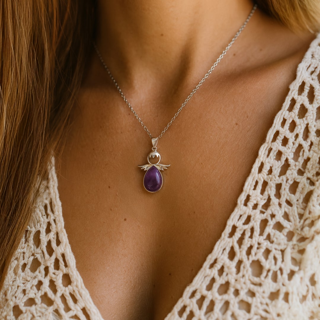 Little Angel Pendant with Natural Stone