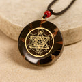 Orgonite Pendant “Metatron’s Power” in Obsidian & Garnet
