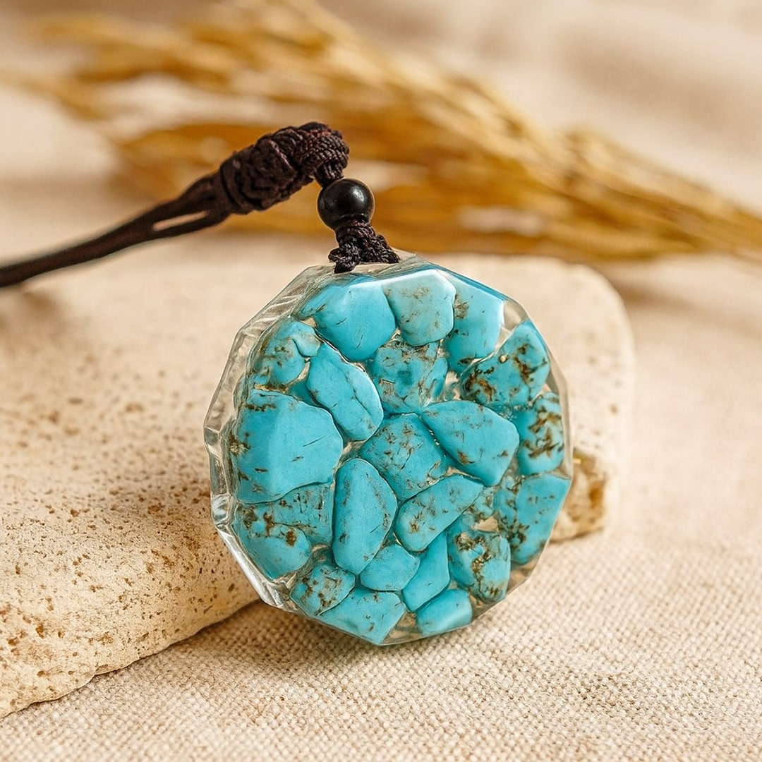 Orgonite Pendant “Anahata” in Turquoise